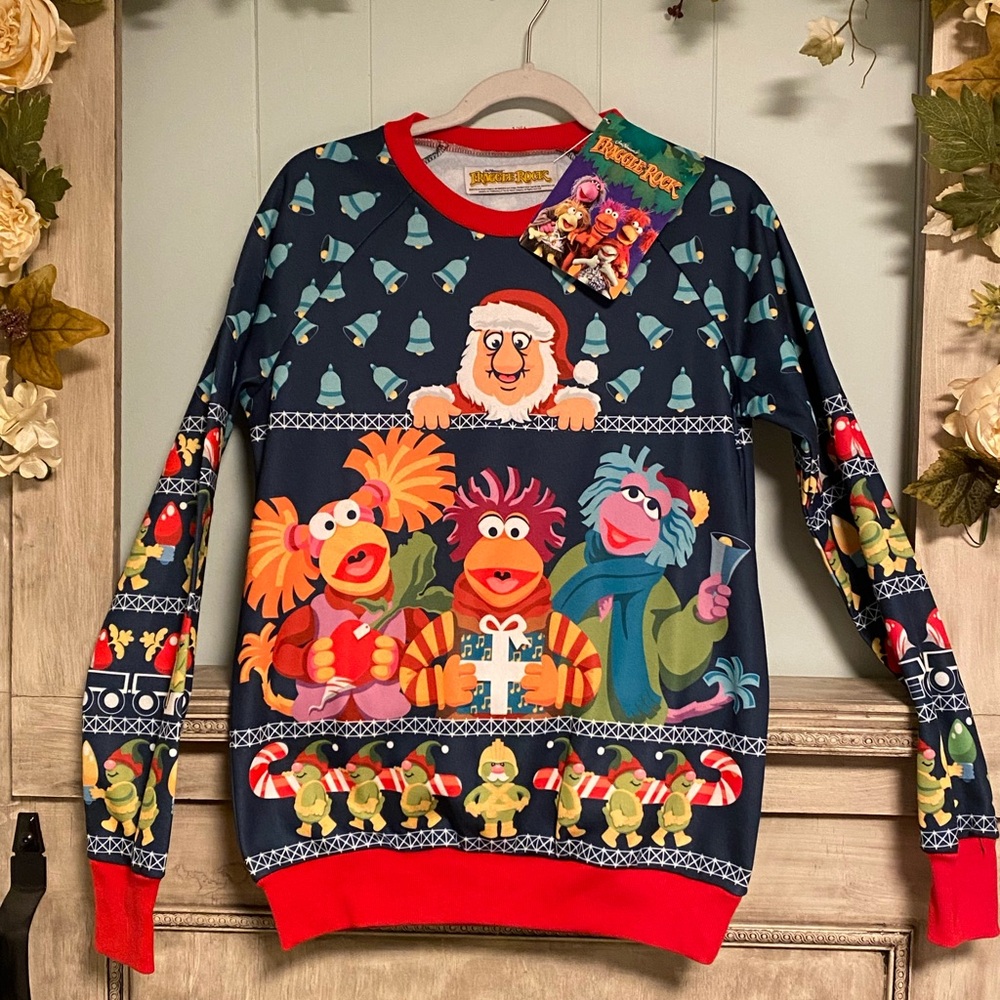 NWT Fraggle Rock Christmas Ugly Sweater Sweatshirt Small Fraggles